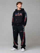 The Oversized USA Terry Tracksuit - Black