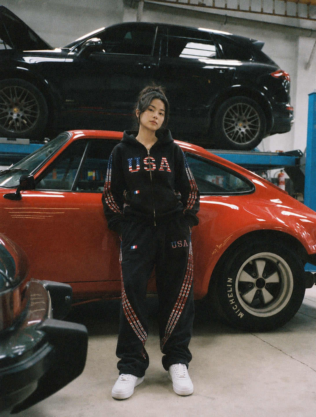 The Oversized USA Terry Tracksuit - Black