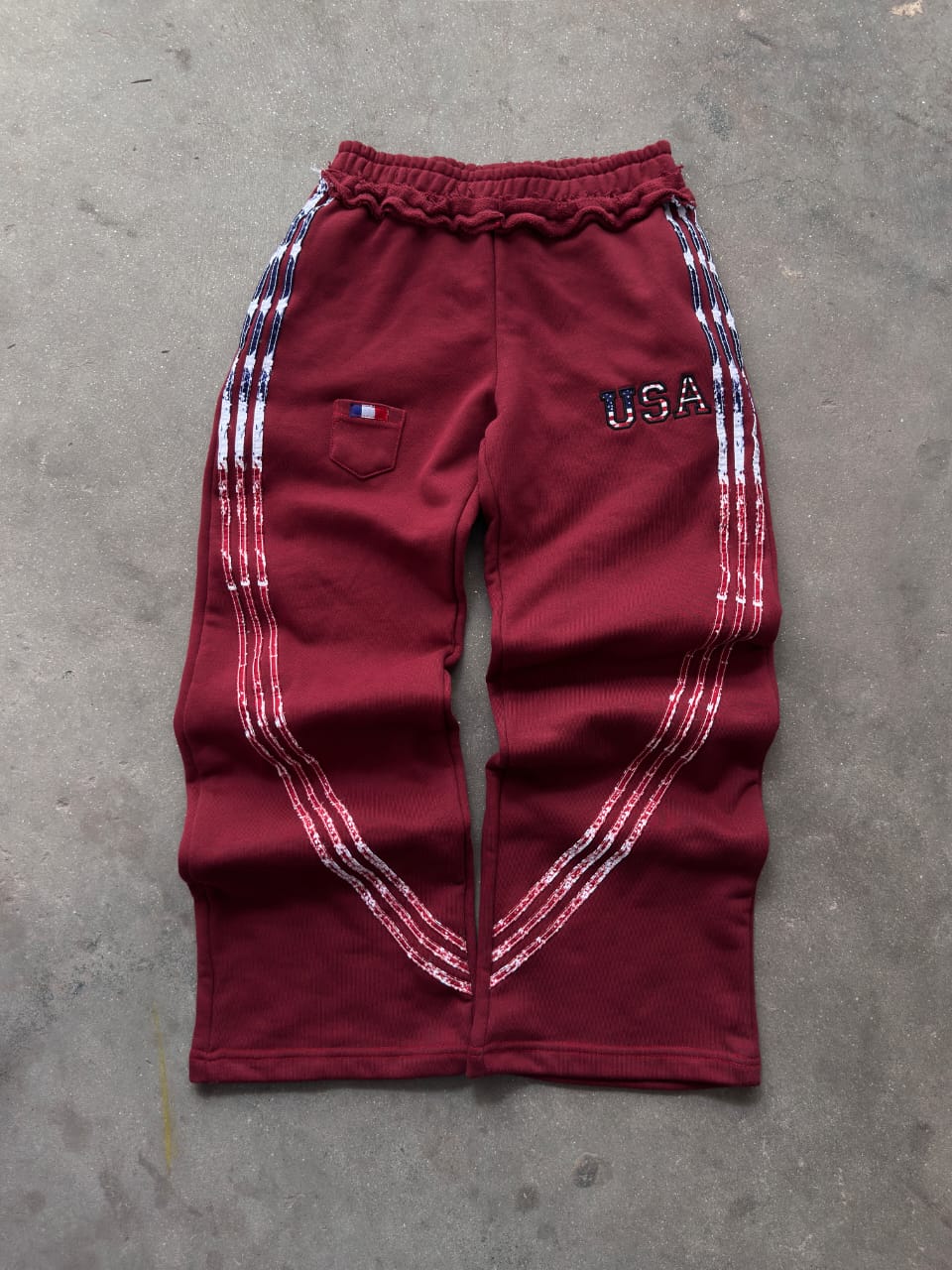 The Oversized USA Terry Trouser - Maroon