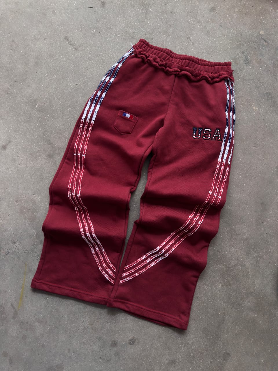 The Oversized USA Terry Trouser - Maroon