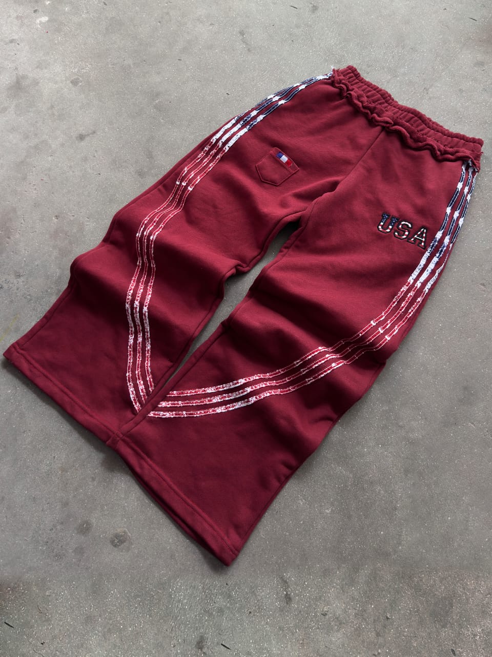 The Oversized USA Terry Trouser - Maroon