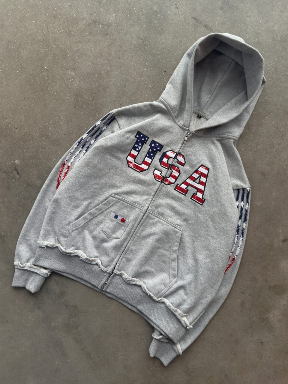 The Oversized USA Terry Hoodie - Grey