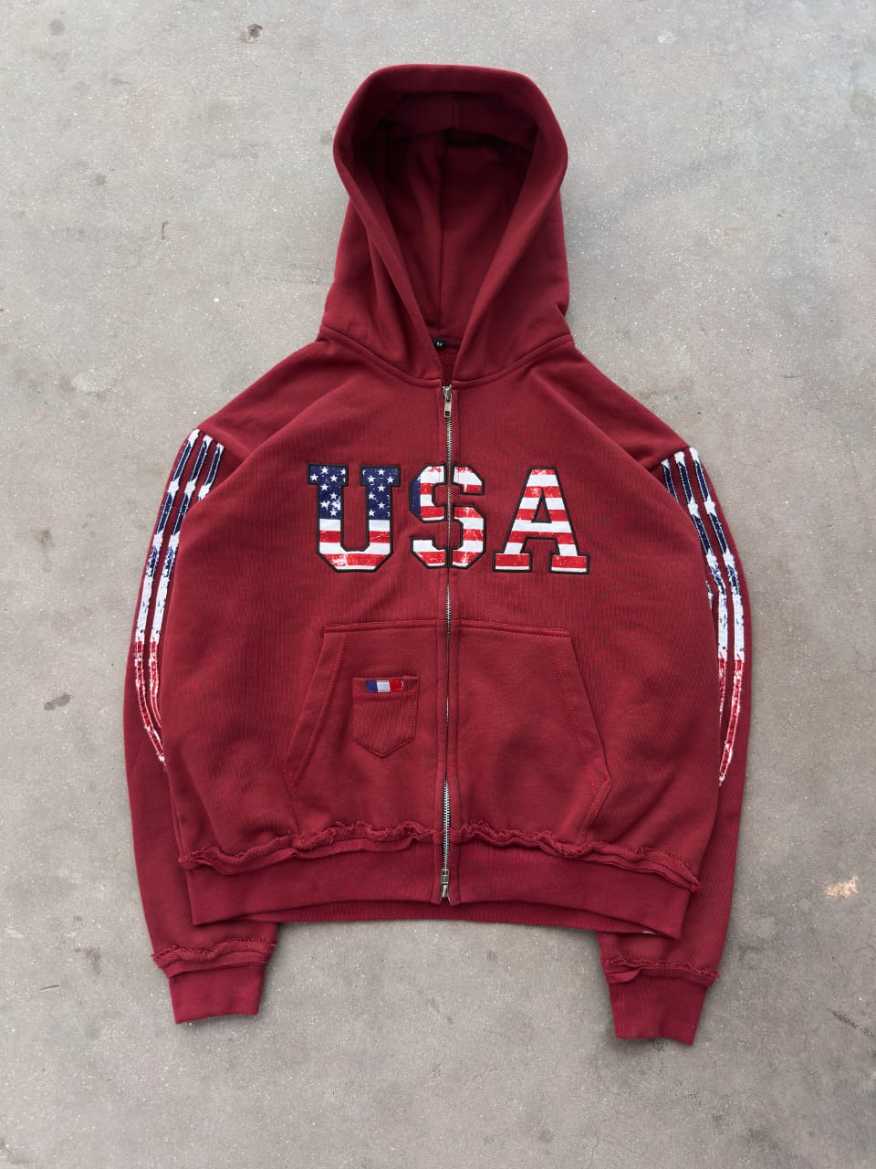 The Oversized USA Terry Hoodie - Maroon