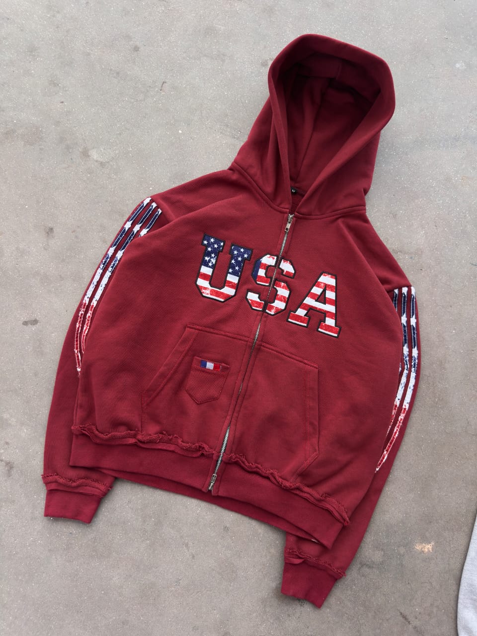 The Oversized USA Terry Hoodie - Maroon