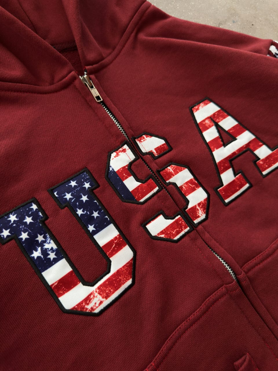 The Oversized USA Terry Hoodie - Maroon