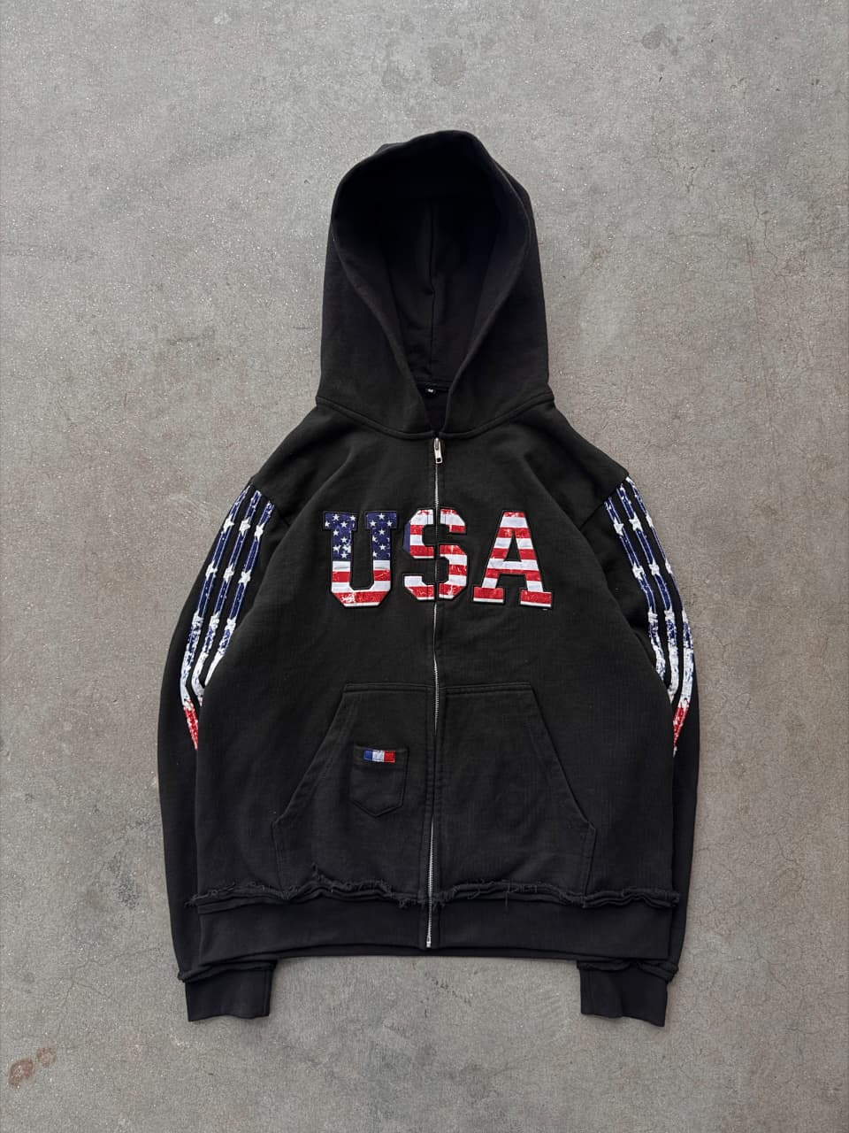 The Oversized USA Terry Hoodie - Black