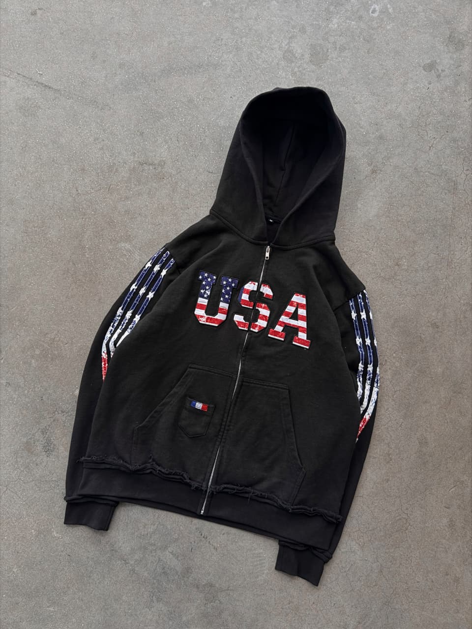 The Oversized USA Terry Hoodie - Black