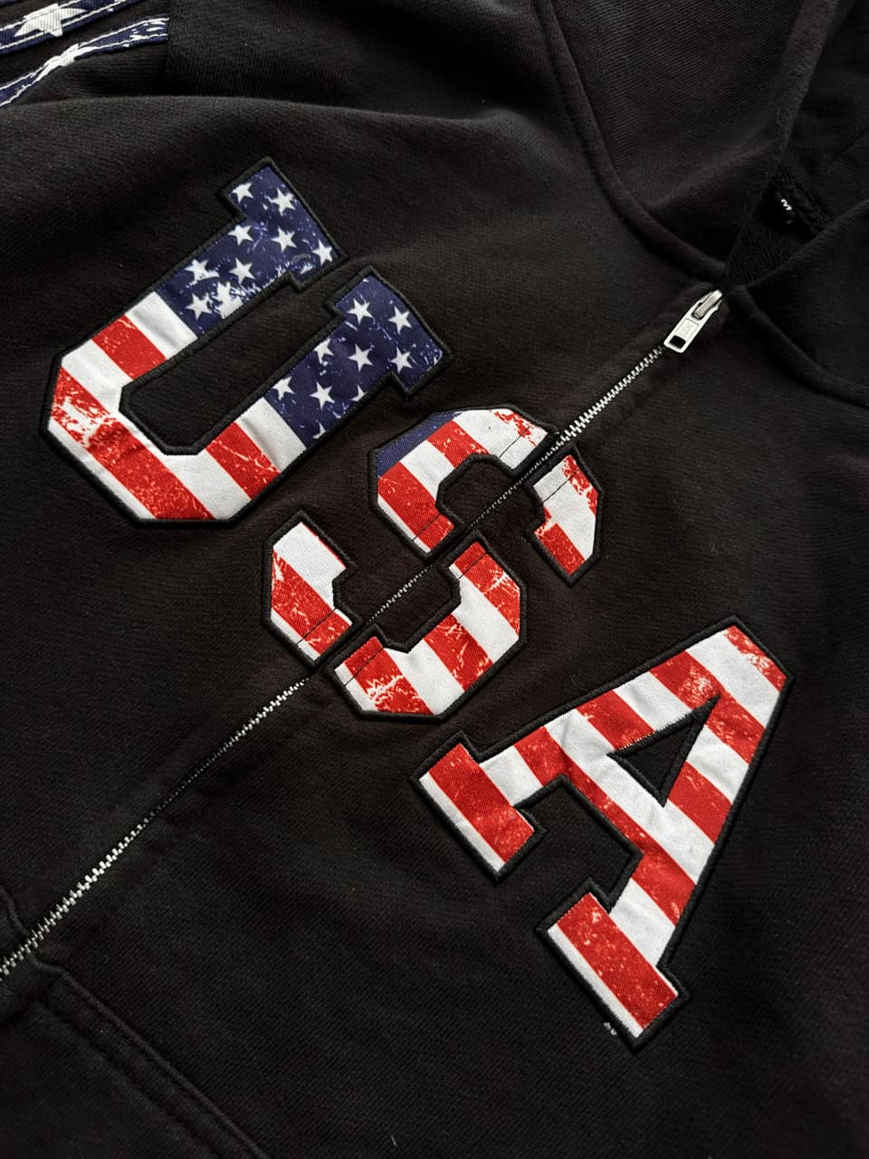 The Oversized USA Terry Hoodie - Black
