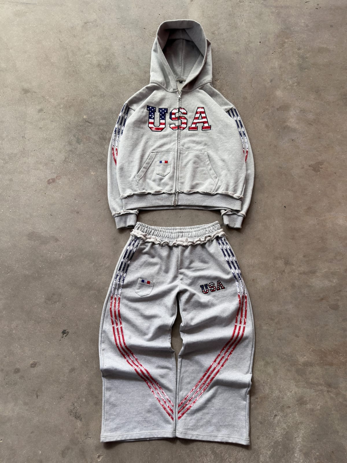 The Oversized USA Terry Tracksuit - Grey