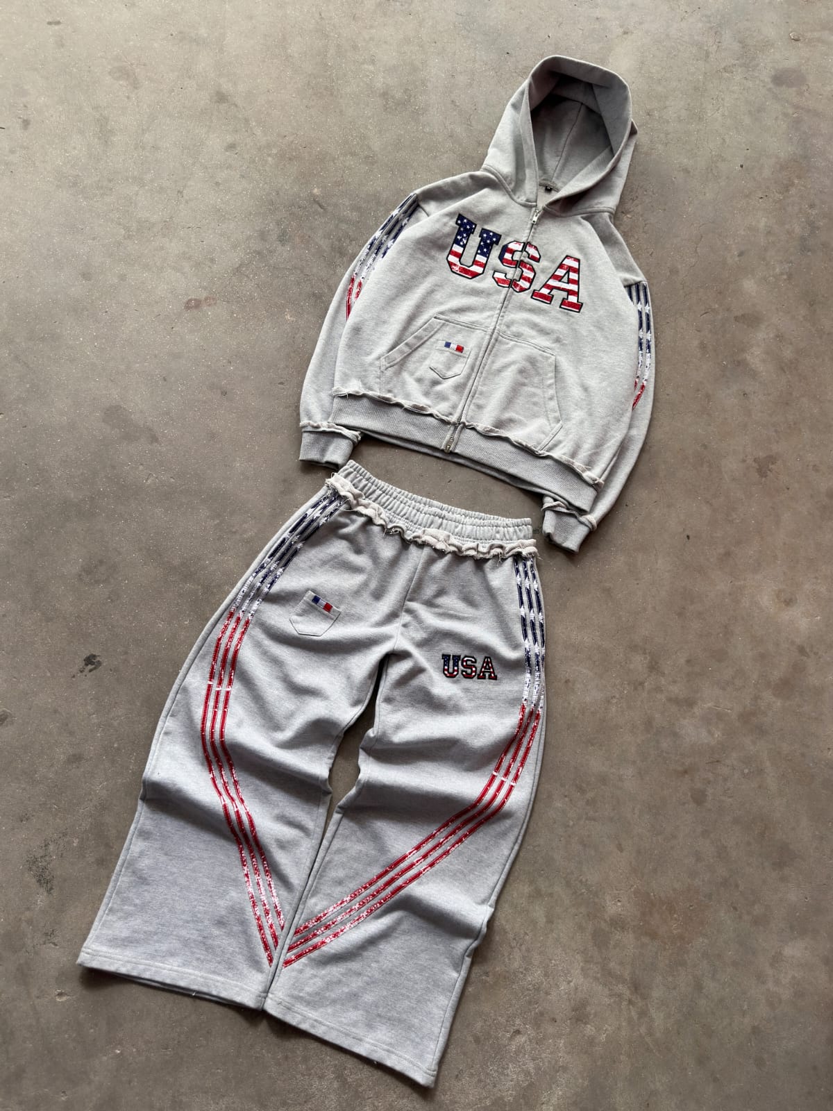 The Oversized USA Terry Tracksuit - Grey