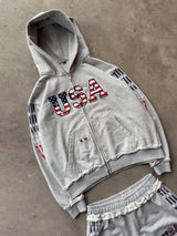 The Oversized USA Terry Tracksuit - Grey