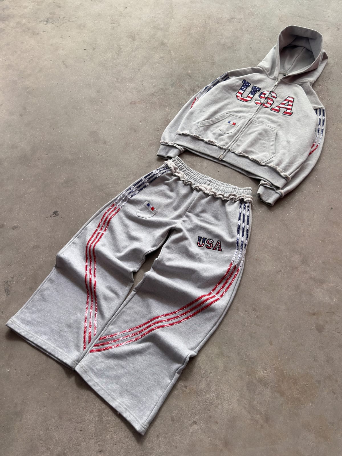 The Oversized USA Terry Tracksuit - Grey