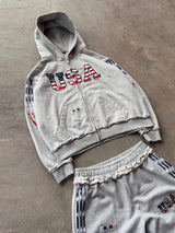 The Oversized USA Terry Tracksuit - Grey