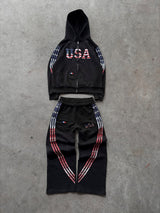 The Oversized USA Terry Tracksuit - Black