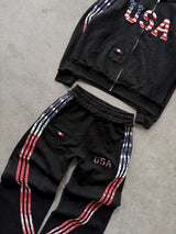 The Oversized USA Terry Tracksuit - Black