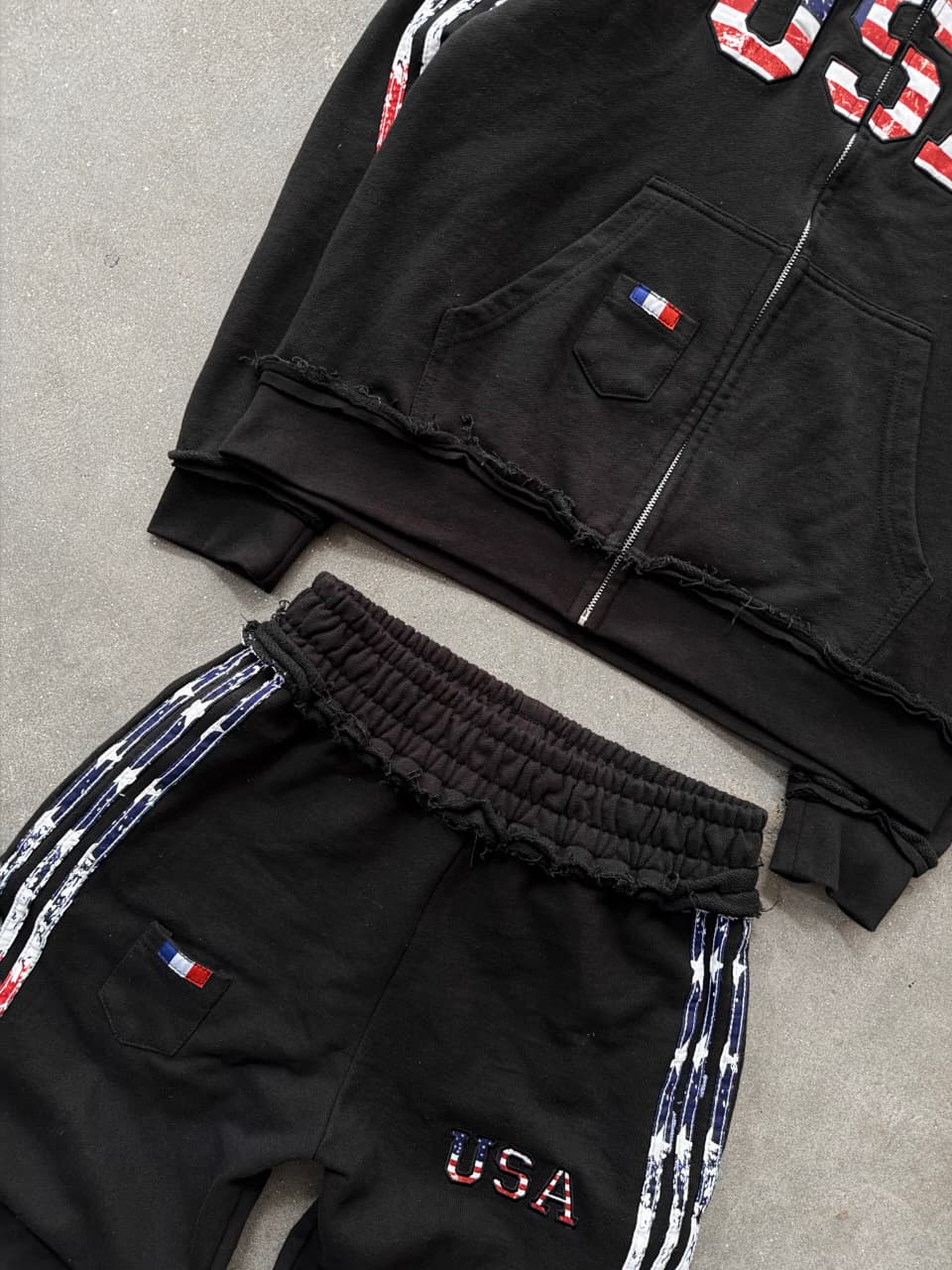 The Oversized USA Terry Tracksuit - Black