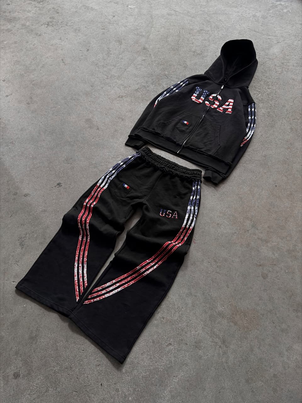 The Oversized USA Terry Tracksuit - Black