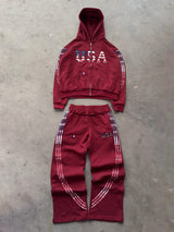 The Oversized USA Terry Tracksuit - Maroon
