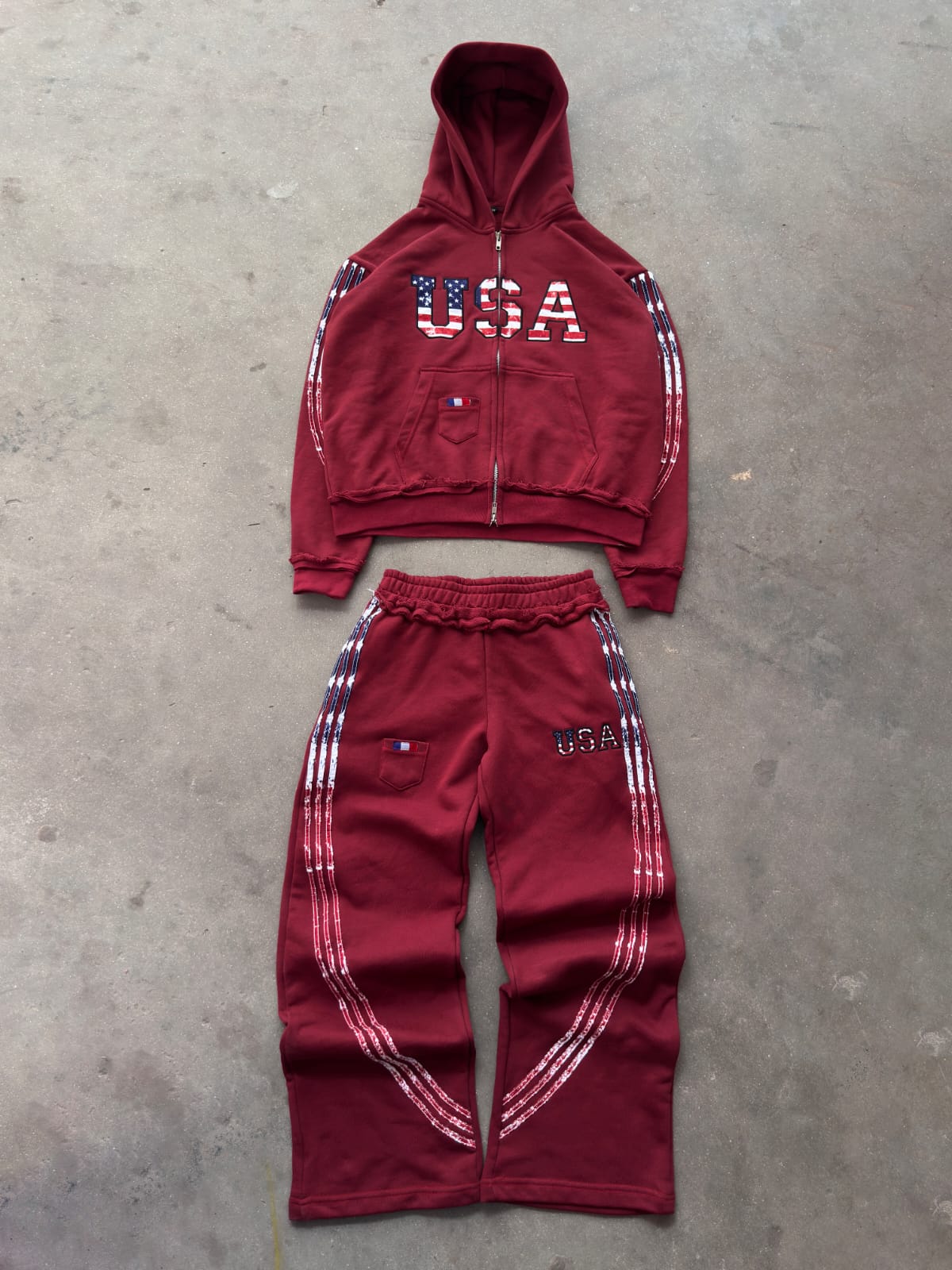The Oversized USA Terry Tracksuit - Maroon