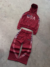 The Oversized USA Terry Tracksuit - Maroon