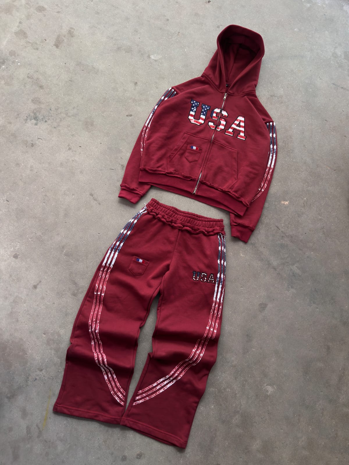 The Oversized USA Terry Tracksuit - Maroon