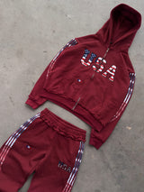 The Oversized USA Terry Tracksuit - Maroon