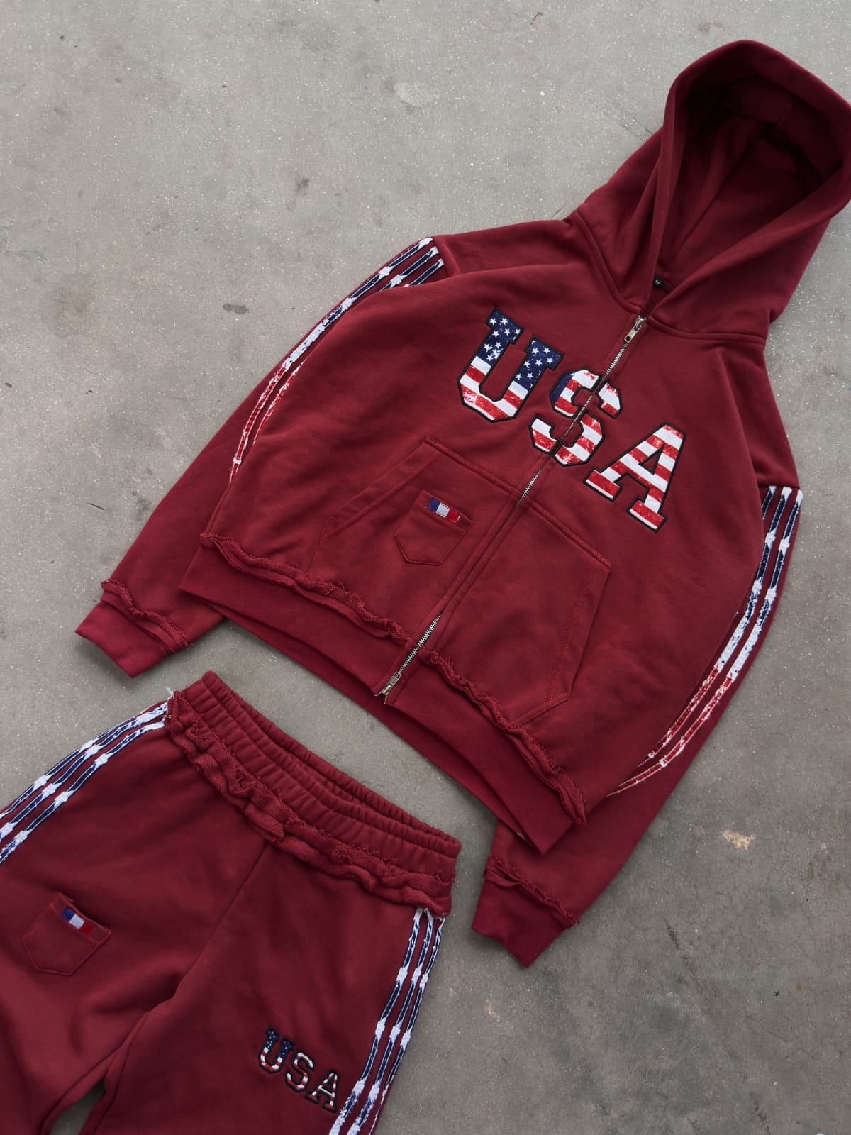 The Oversized USA Terry Tracksuit - Maroon