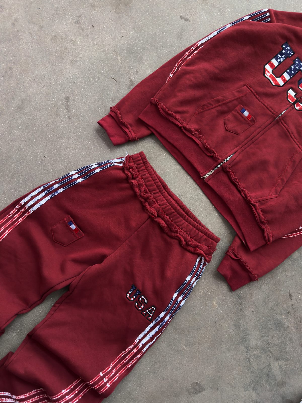 The Oversized USA Terry Tracksuit - Maroon